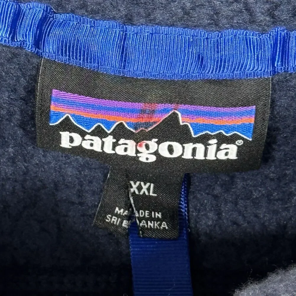 Patagonia Sz XXL Retro Pile Vest Navy Blue Mens Full Zip Gilet